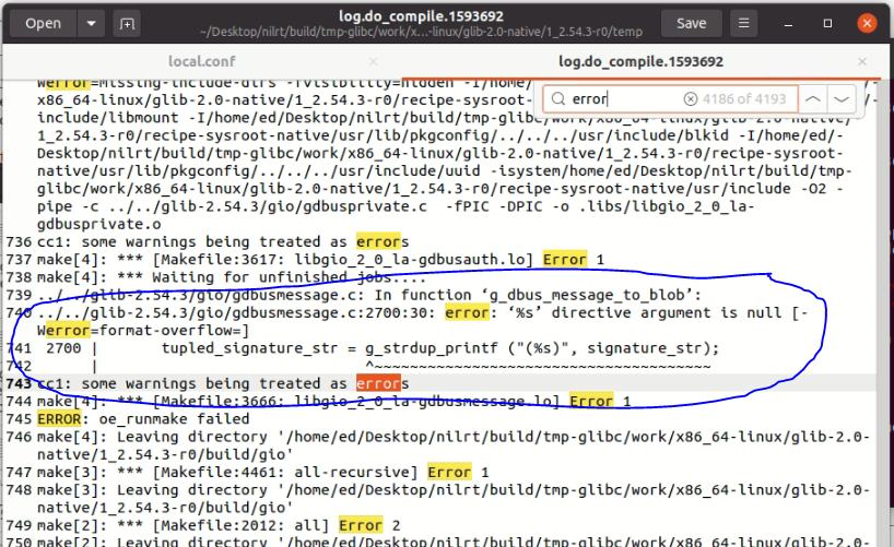 The error for glib-native itself
